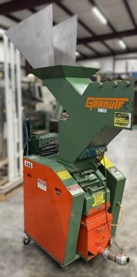 8" x 10" Granutec #TFG-810, plastic granulator, 7.5 HP, 3 rotor & 2 bed knives, infeed magnet, casters