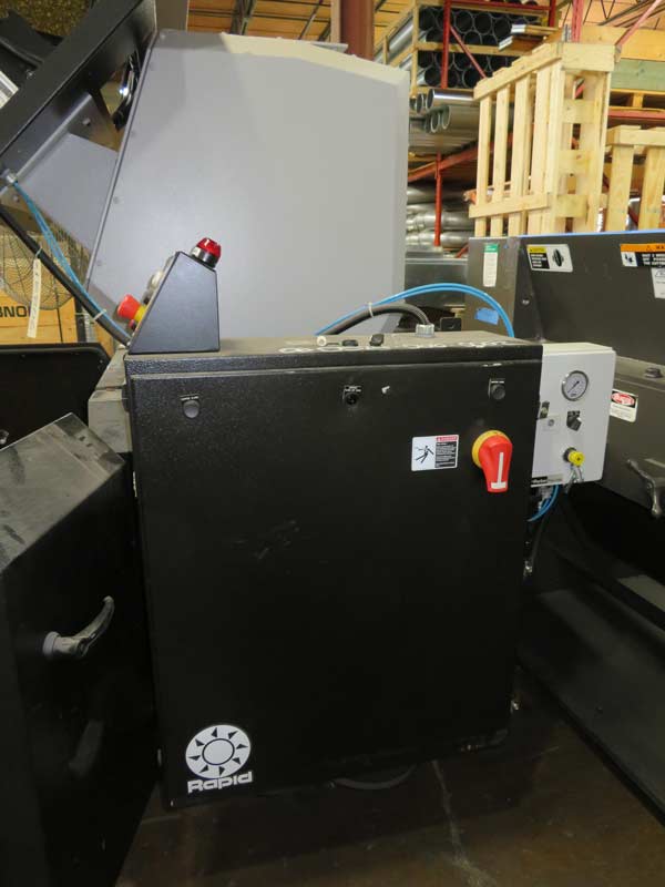 14" x 18" Rapid #400-45, plastic granulator, 15 HP, 5 knife rotor, 3 bed knives, tangential, RFL-45 feed
