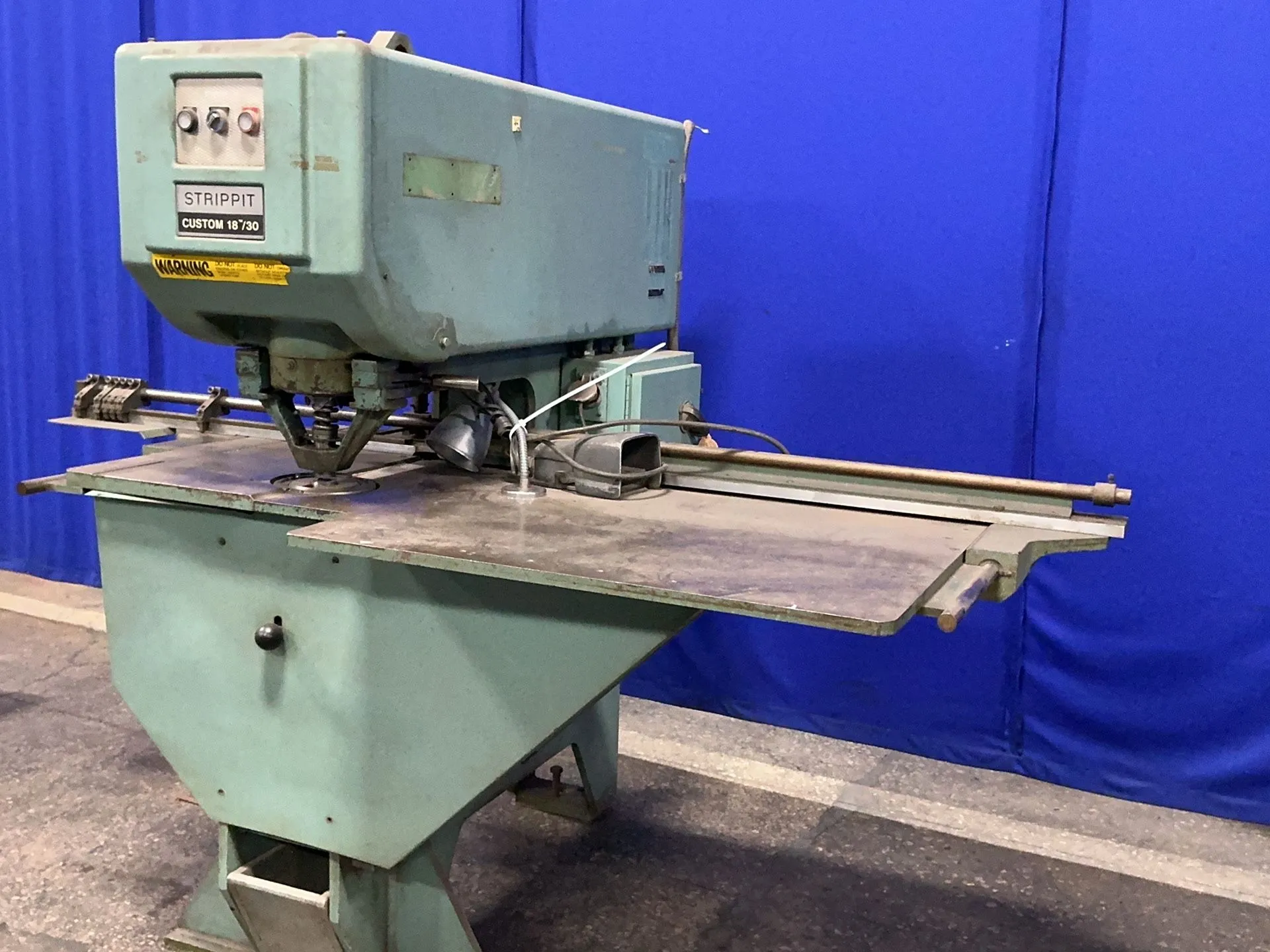 Strippit #CUSTOM-18/30, single-end punch press, 14" throat, 27" x 60-1/2" table, foot pedal