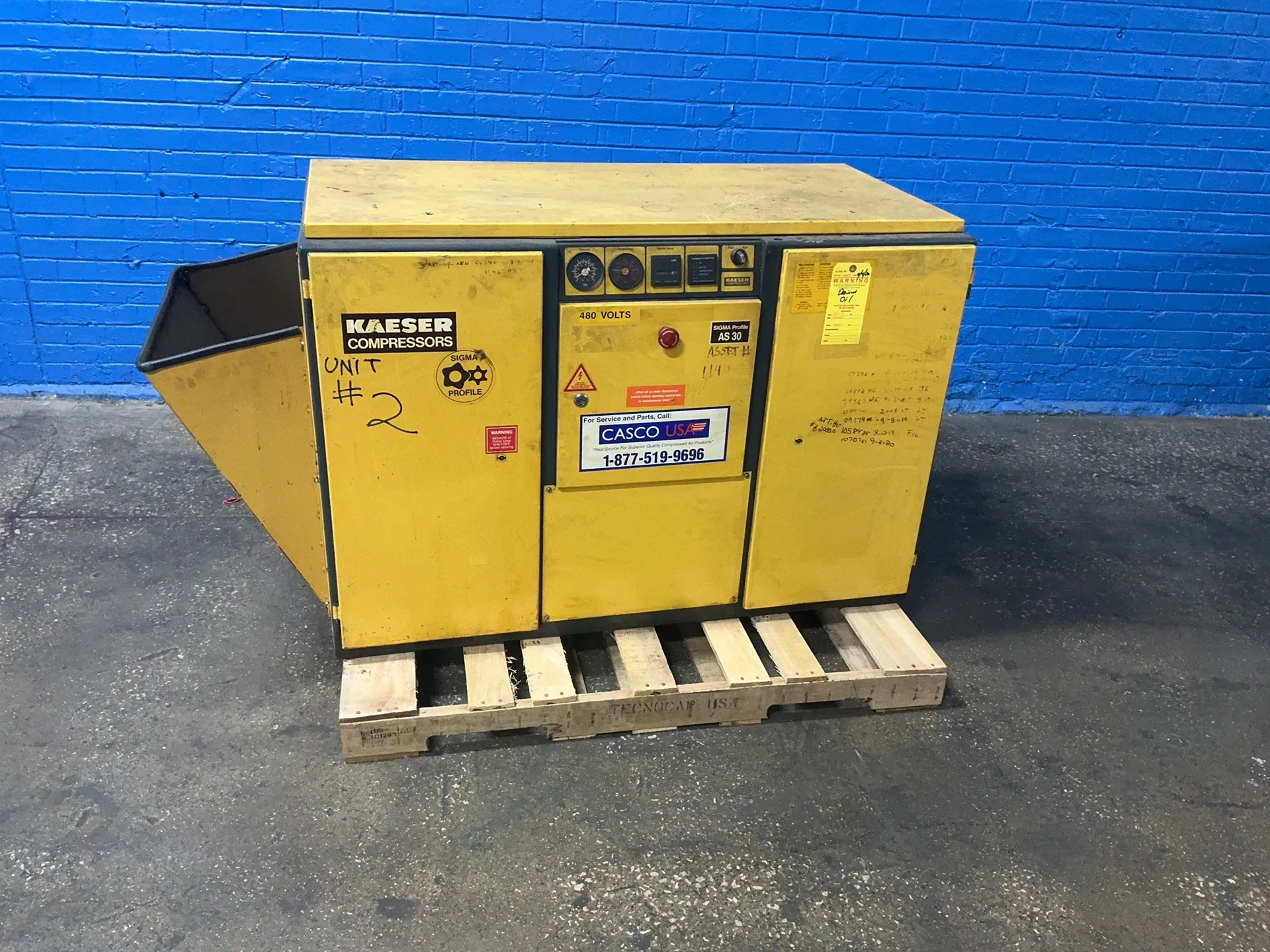 115 CFM, 110 PSIG, Kaeser #AS30, rotary screw air compressor, 25 HP, 60/31 FLA, 230/460 V., 1994