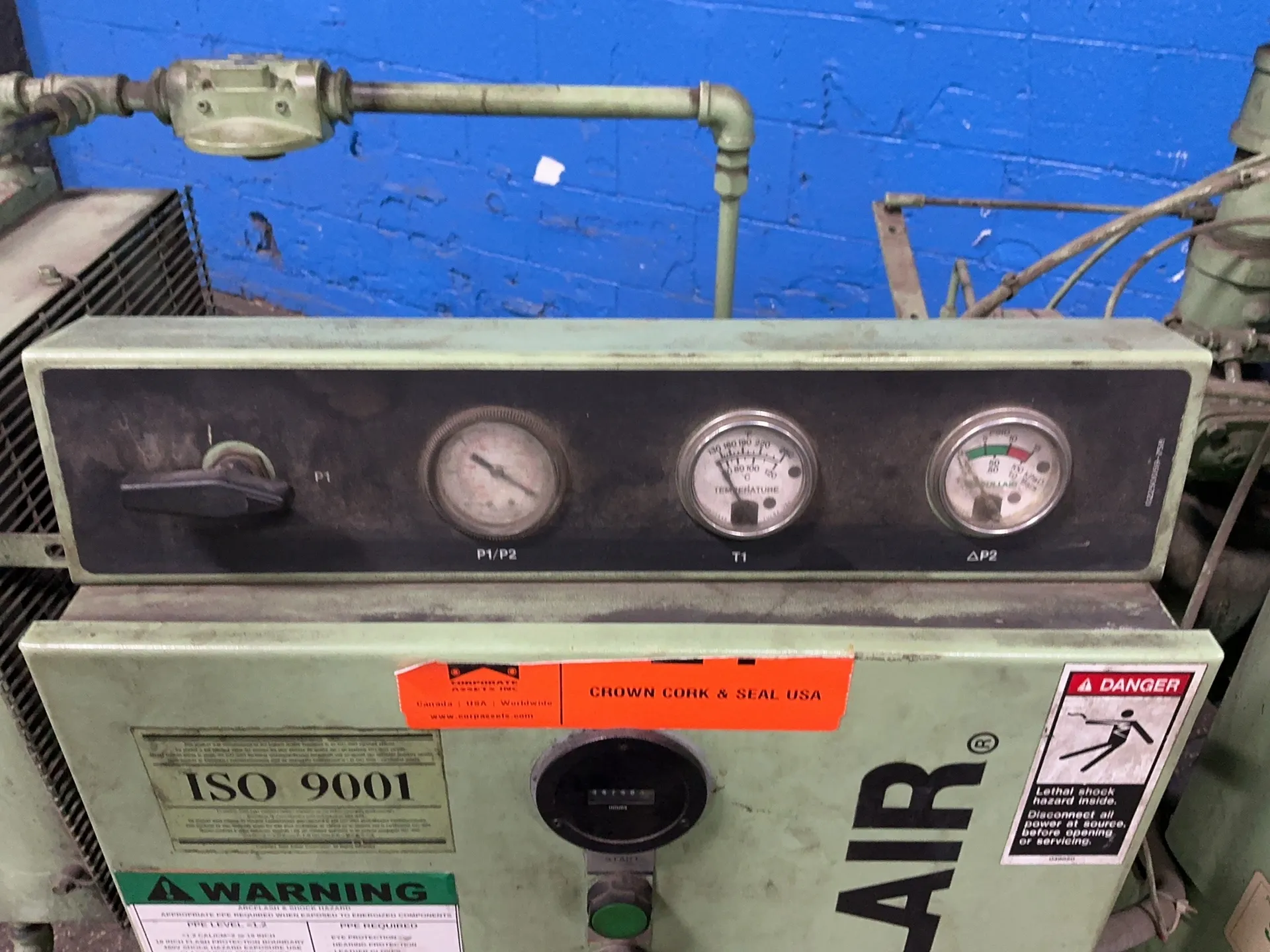 Sullair #VS-12, vacuum pump, 15 HP, 200 PSI, 38.4/19.2 A, 230/460 V., 44748 hours