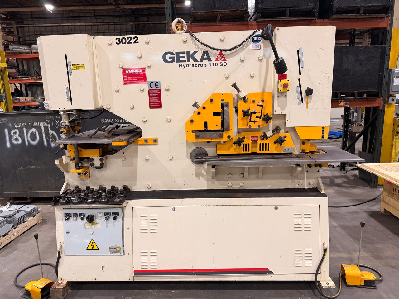 6-1/2" x 6-1/2" x 1/2" Geka #HYDRACROP-110/180-SD, CNC hydraulic ironworker, 110 ton punch, 180 ton angle