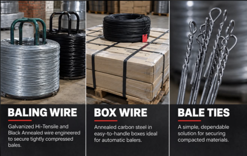 Baling Wire, single & double loop bale ties, black annealed box wire, galvanized high-tensile wire
