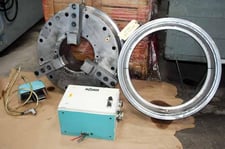 25" ATS #BP-640-275, 3-jaw, 10-3/4" thru hole, adjustable grip force, Rohn Control, foot pedal