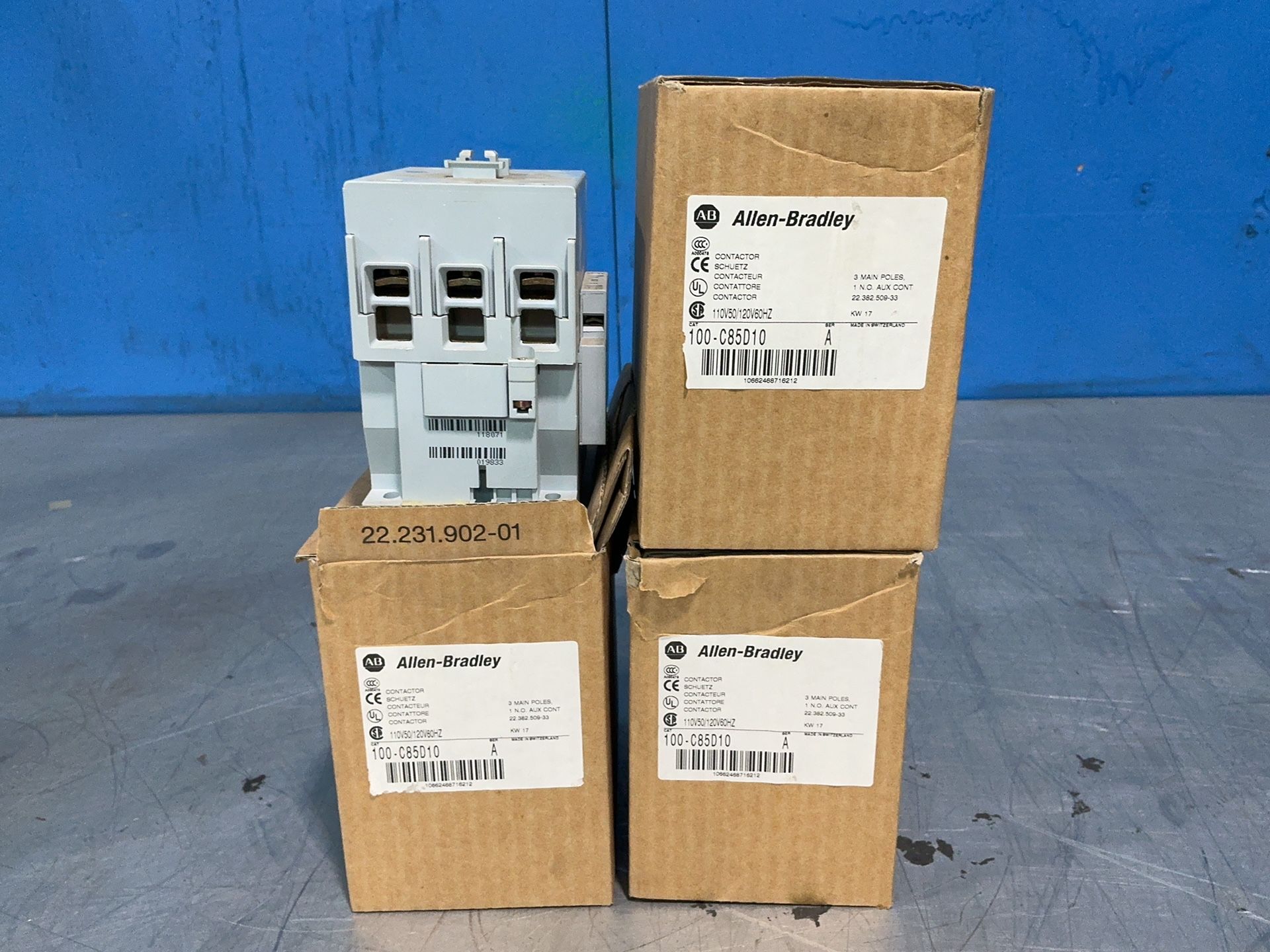 Allen-Bradley #100-C85D10, Contactors, 60 HP, 110/120 Volts, LOT of 3