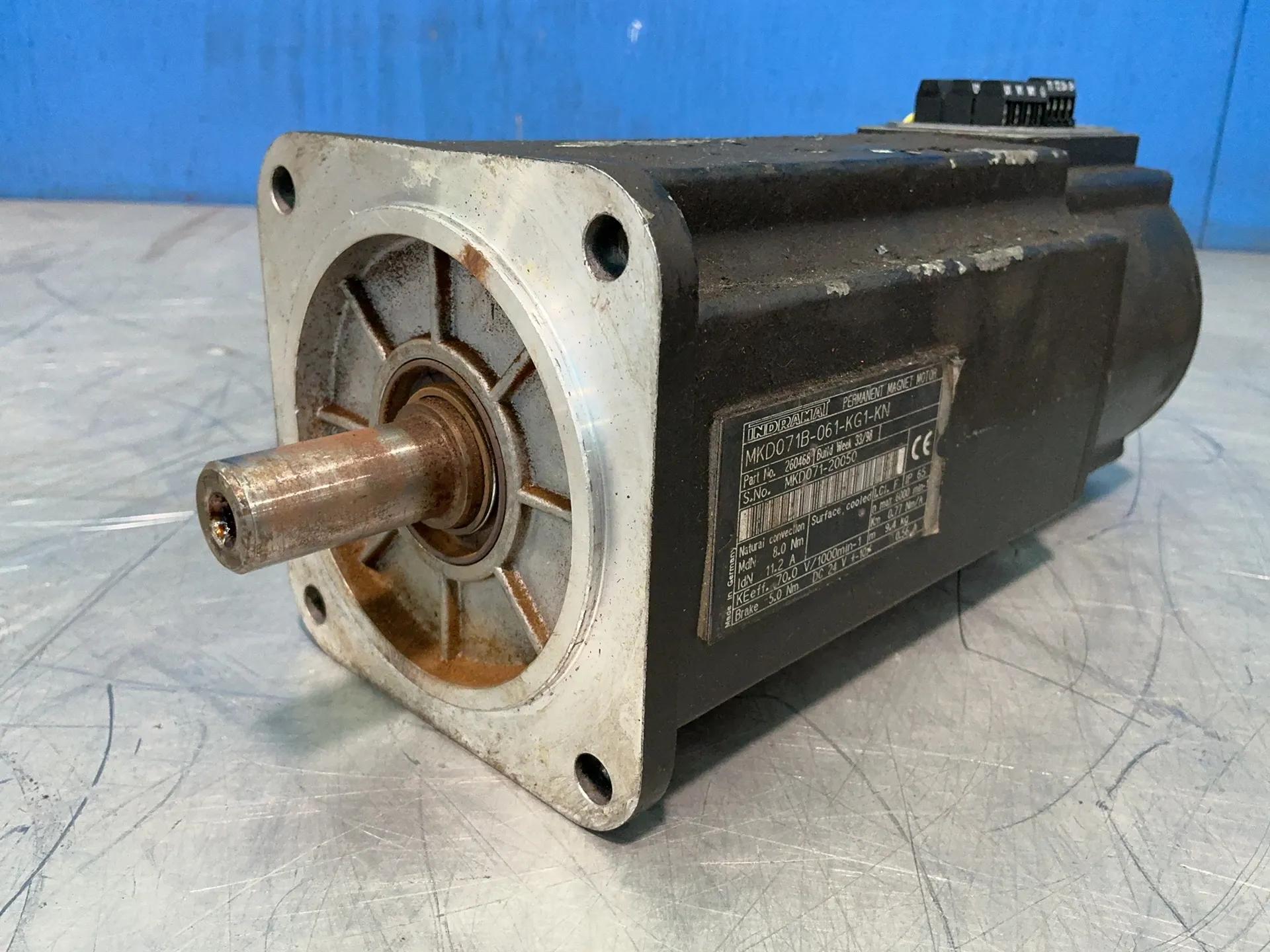 Indramat #MKD071B-061-KG1-KN, Servo Motor, 8 Nm, 6000 RPM, 11.2 Amps