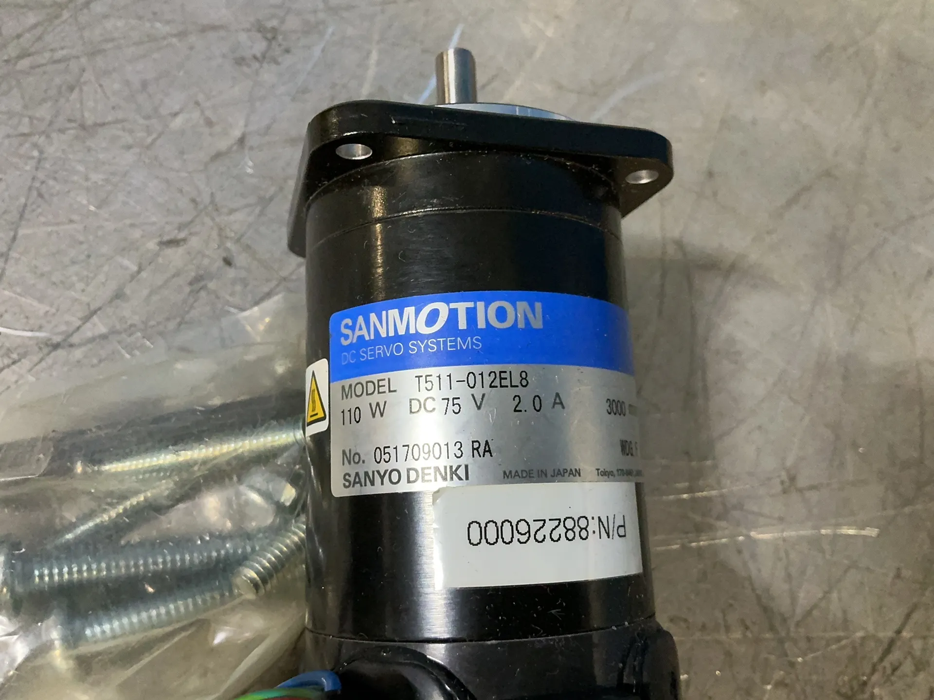 Sanyo Denki #T511-012EL8, DC Servo Motor, 110 Watts, 2.0 Amps, 75 Volts, new (2 available)