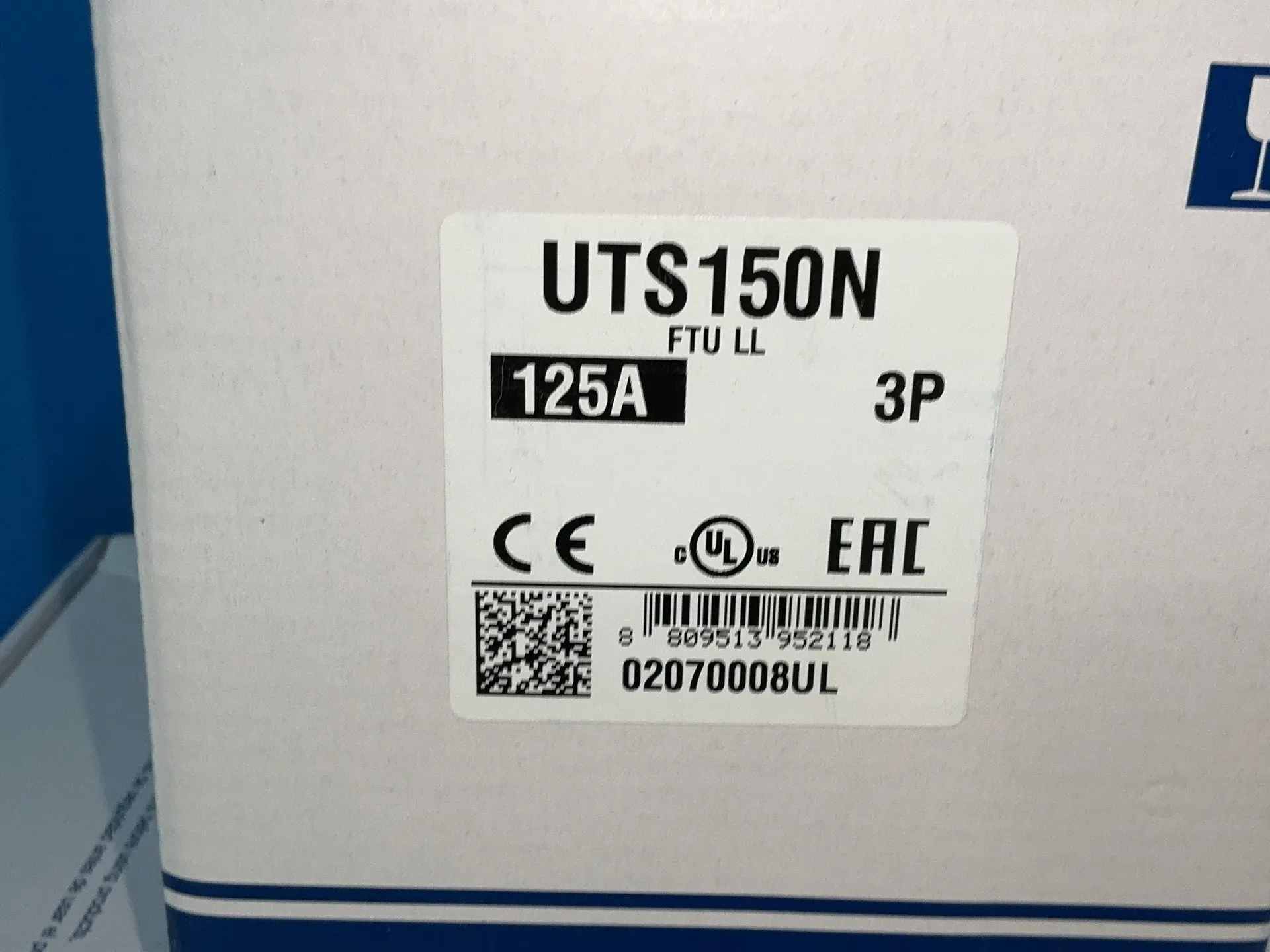 125 Amps, Leroy Somer Electric #02070008UL, UTS150N molded case circuit breakers, 240/480/600 Volts, LOT of 5