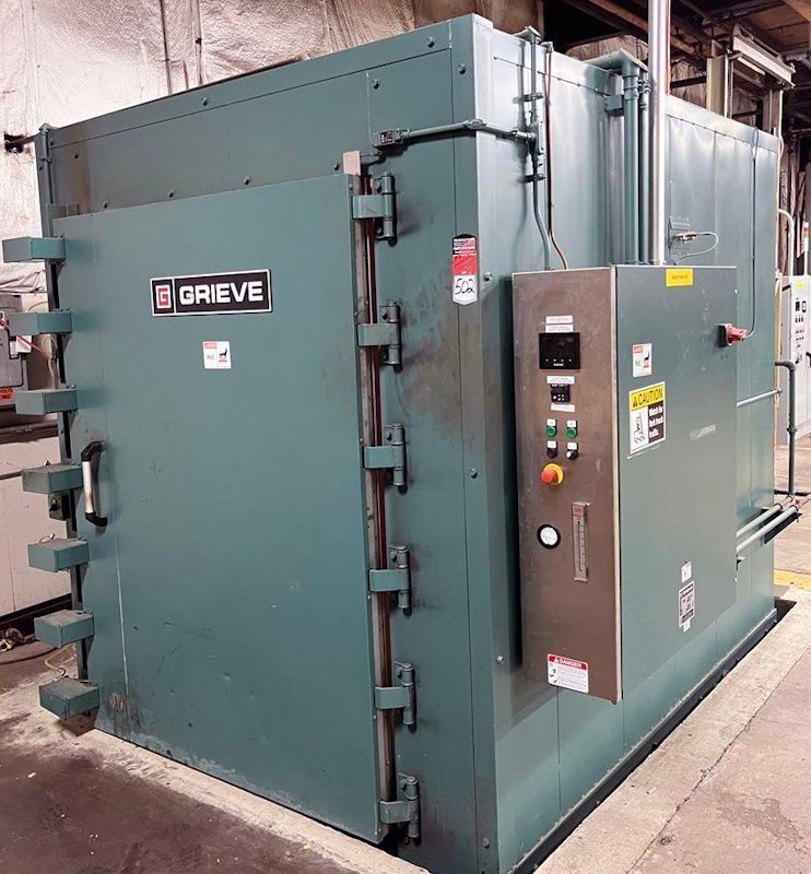 48" width x 72" H x 48" D Grieve #B1-1200, modified electric walk-in oven, 1200&deg;F, 120 KW, 165 Amp, 460 V.