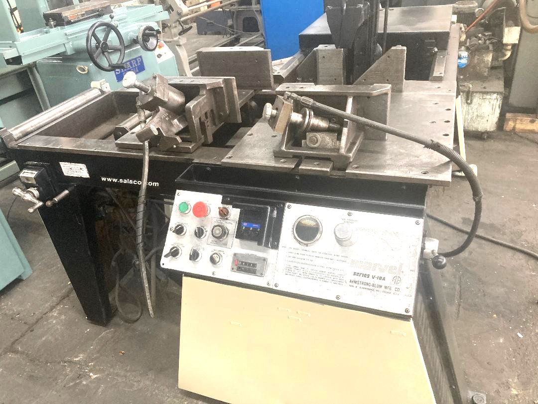 10" x 10" Marvel #V-10A, Automatic Vertical Tilt Frame Band Saw, 12' x 1" blade, 60-400 FPM, 3 HP, automatic