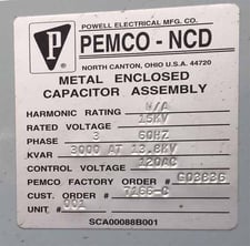 3000 KVAR POWELL OUTDOOR CAPACITOR BANK, 13.8 KV, 2 STEP