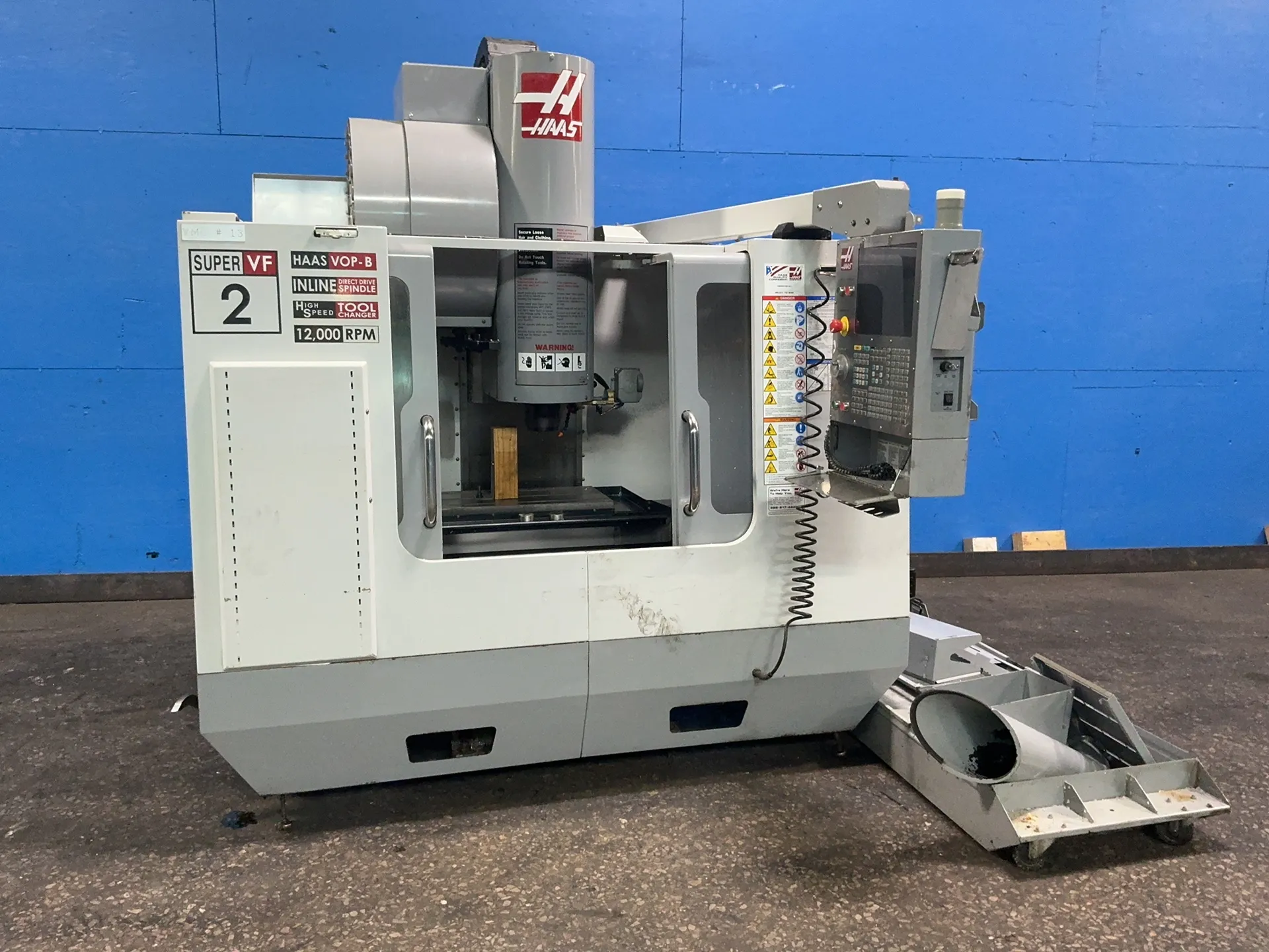 Haas #VF-2SS, CNC vertical machining center, 14" x 36" capacity, 24 automatic tool changer, chip tray, 80 A
