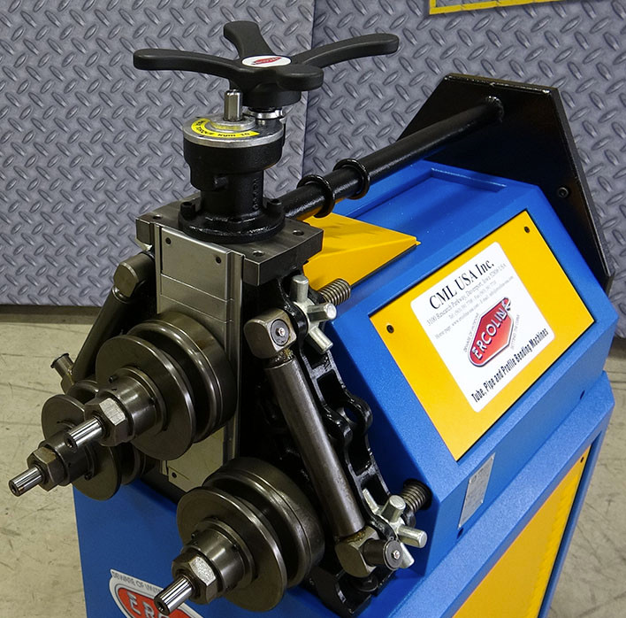 2" x 2" x 1/4" Ercolina #CE40MR3, Manual Angle Roll, 40mm roll shaft, 2" pipe, 2-1/2" tube, 208-240 V., 3-ph