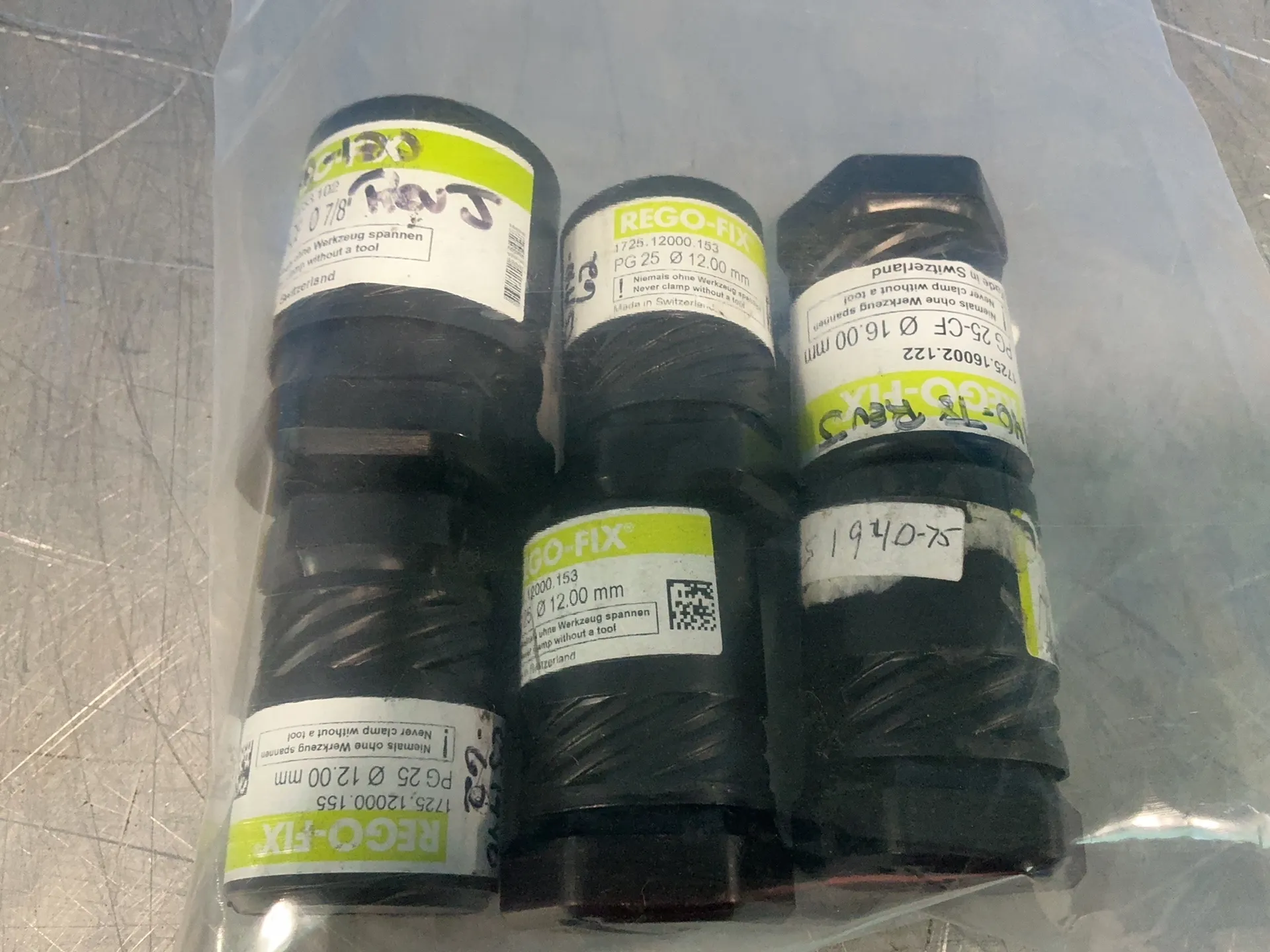 Rego-Fix #PG-25-CF, coolant flush collets, LOT of 5