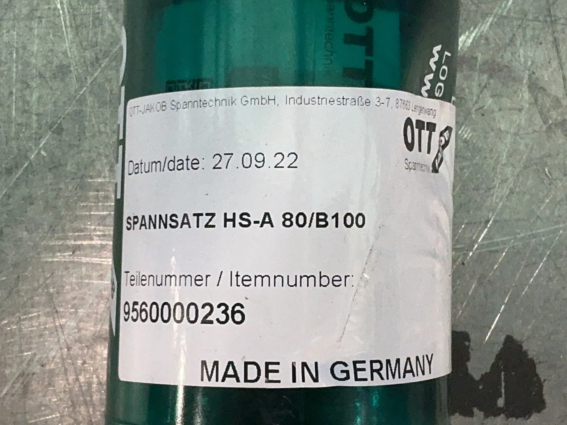 Ott Spanntechnik #HS-A-80/B100, clamping unit
