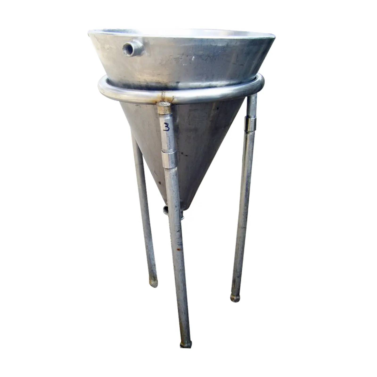 10 gallon jacketed Stainless Steel funnel tank, 20" diameter open top, 2-1/2" S-line product inlet, 1-1/2"