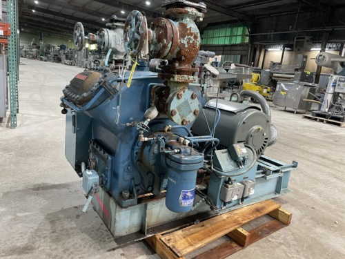Vilter #AK454XL, 4-cylinder reciprocating compressor package, 75 HP, 230/460 V., belt driven, R-717, 1200 RPM