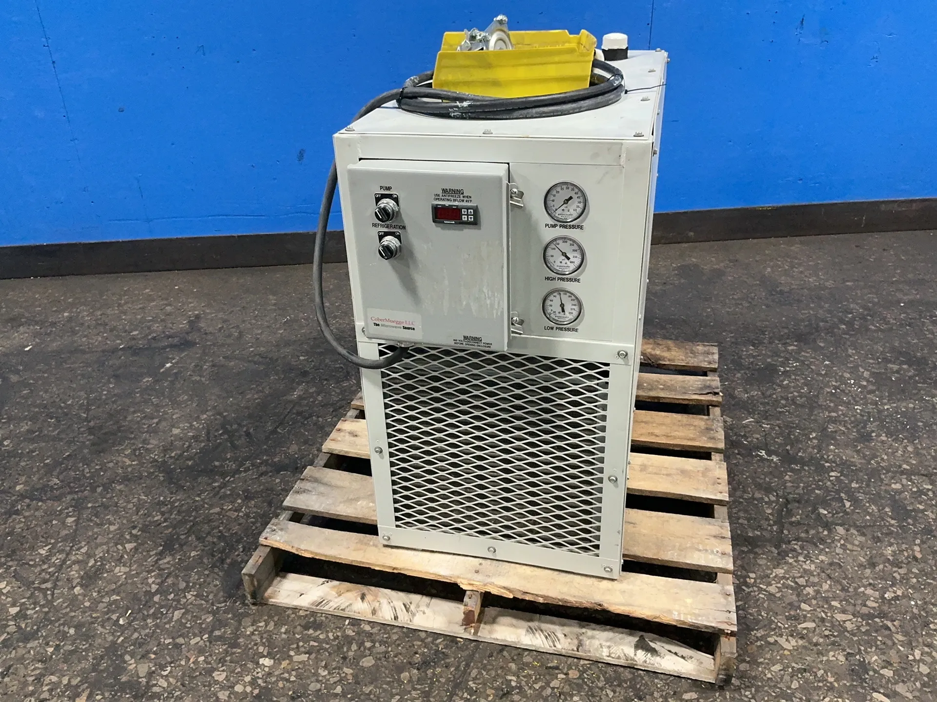 Cobermuegge #DE1.5AC, chiller system, 18000 BTU/hr, R-22, 5-375 PSI., 6.65 FLA, 460 V., 3 phase