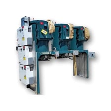 Walton Stout, dryer system, (3)3.5" ID/11" flanged outlets, actuated slide gate valves, 460 V., used, #15241