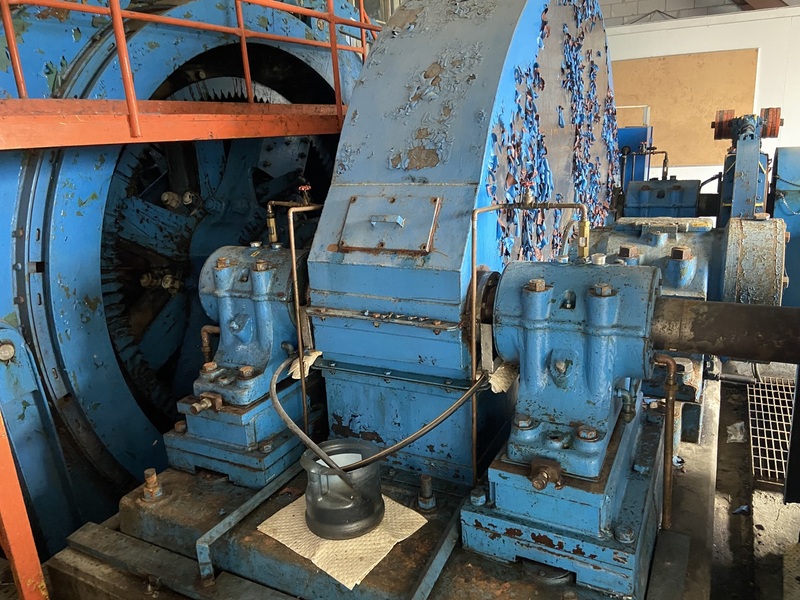 Ingersoll-Rand #120-x-56-PE-I, Double Drum Mine Hoist, 400 HP GE wound rotor motor, 1-1/4" cable diameter