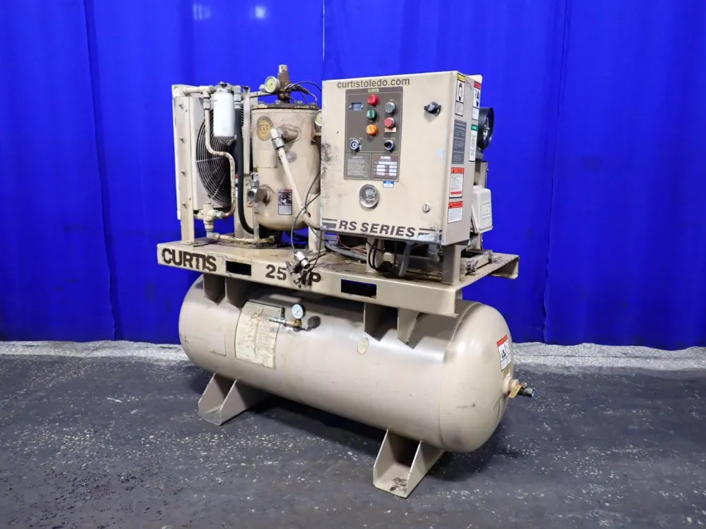 125 psi, Curtis #RS25A-A-E-B101, air compressor, 25 HP, 460 V., 3 phase
