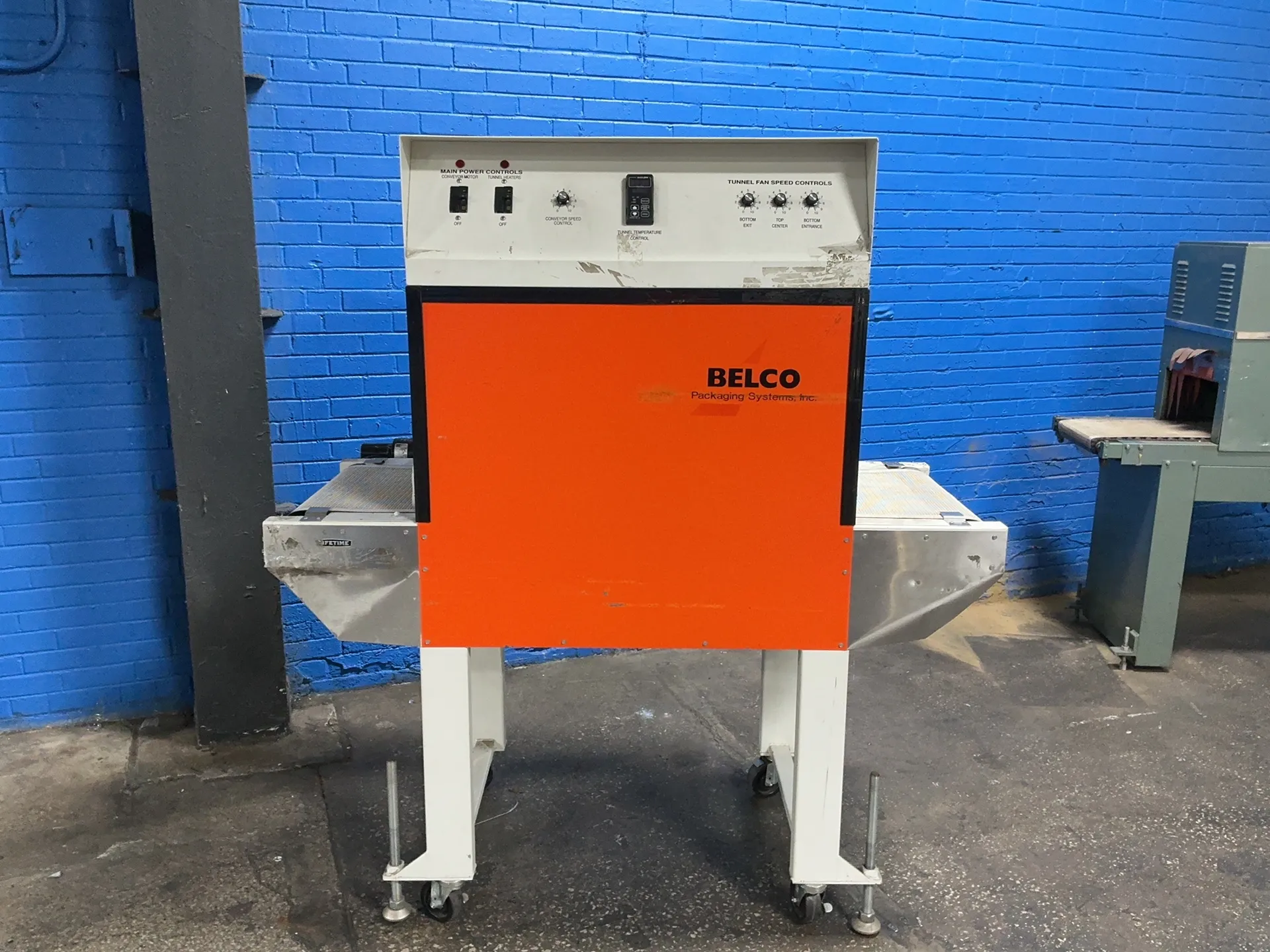 Belco #ST-2108, heat shrink tunnel, 17" x 57" x 13", Watlow digital temperature control, 208-230 V., 1 phase