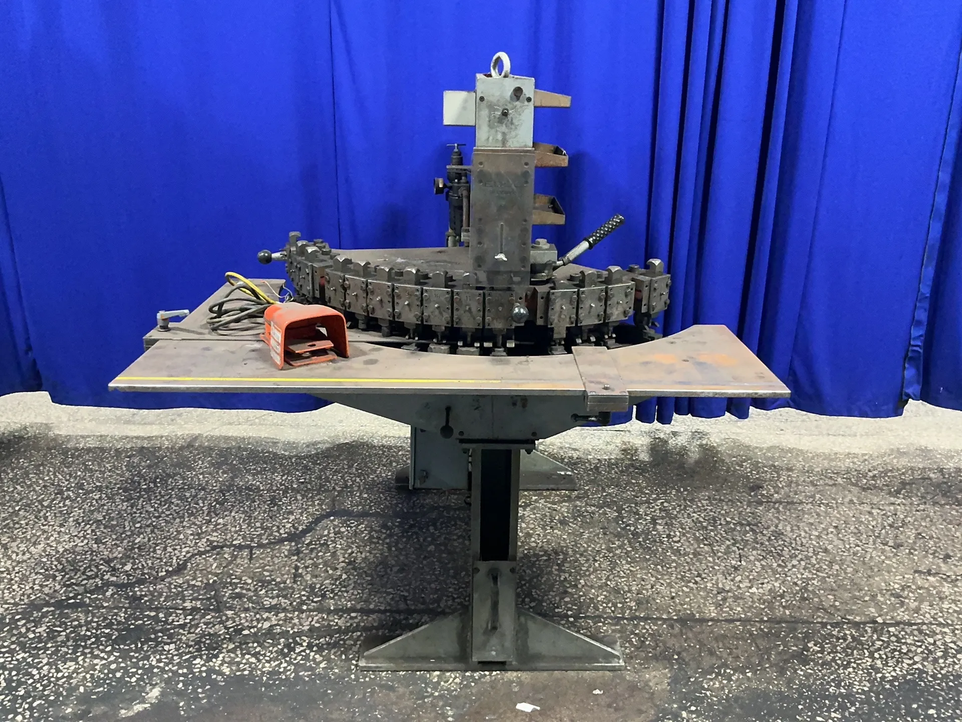 Edel #SP-12/500/18, turret punch, 18 slot, 14 tools, foot pedal switch, 3 shelves