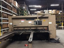 1/2" x 10' Cincinnati #5000FSU, hydraulic, 48" @ 120 IPM, 19-53 SPM, 13 holddowns, conveyor, 1990