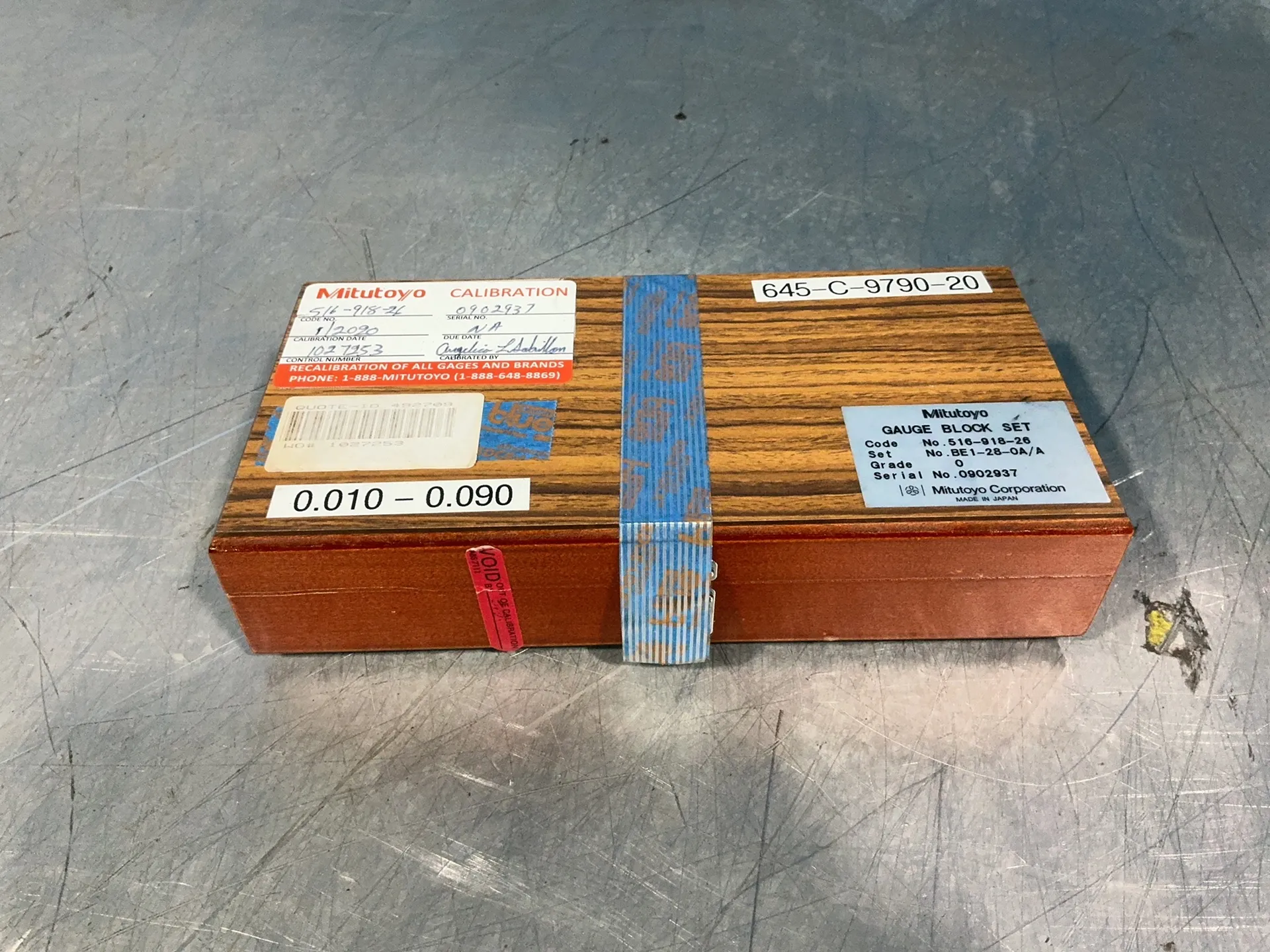 Mitutoyo #516-918-26, gauge block set, new