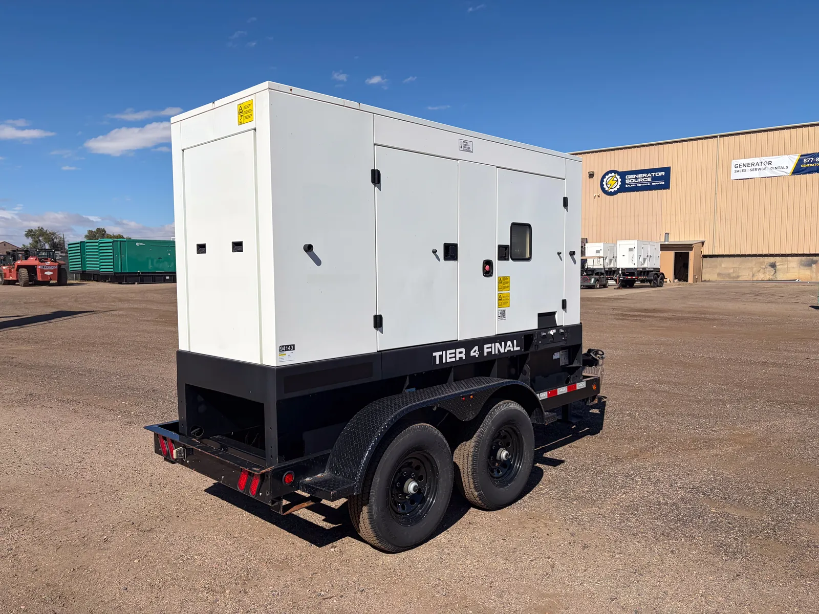 56 KW JCB #444-TA4-81I3A, diesel generator, trailered enclosure, voltage selector switch, 2021