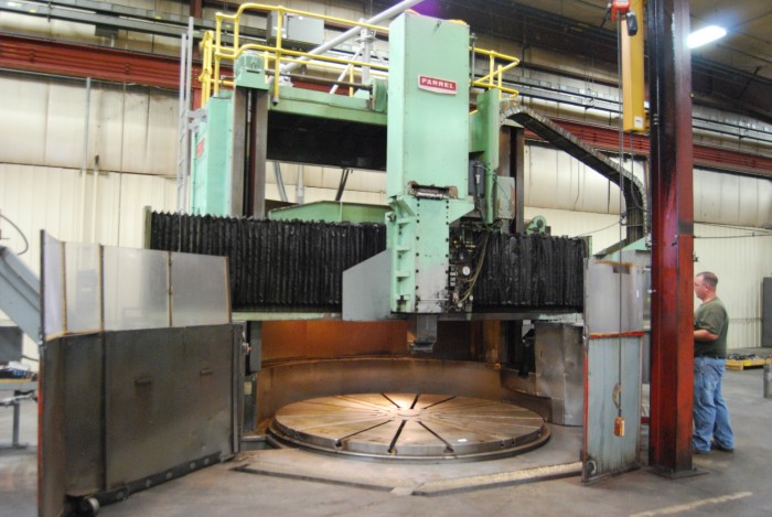 120" Farrel, CNC Vertical Boring Mill, 132" swing, 88" under tool holder, 100 ton table capacity, 60" ram