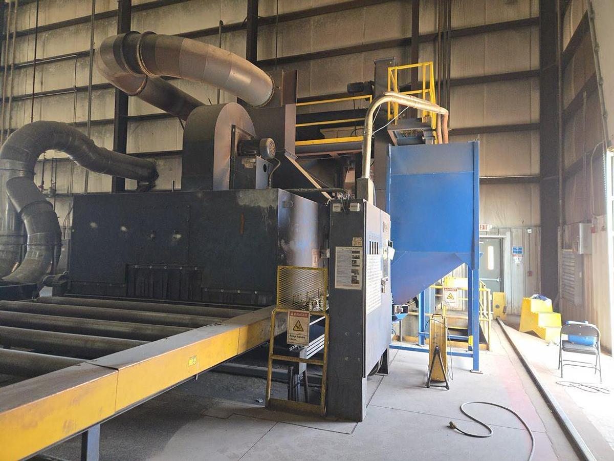 Blastec #10'-Plate, Roller Conveyor Shot Blast Machine, 135" width x 4" thick plate capacity, 20" x 54"