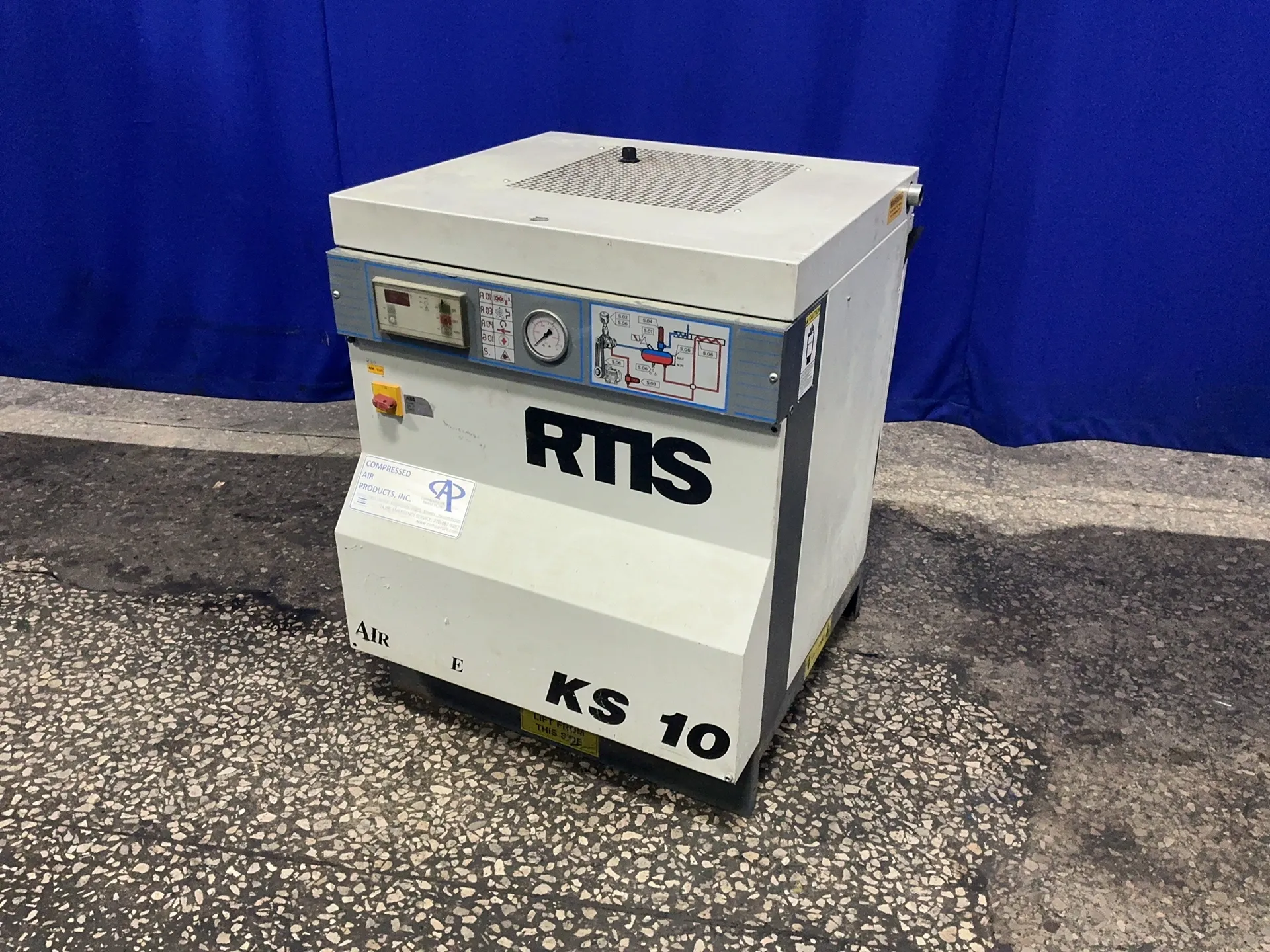 37 cfm, 125 psi, Curtis Toledo #KS-10, Rotary Screw Air Compressor, 10 HP, 7.5 KW, 460 V., 2002