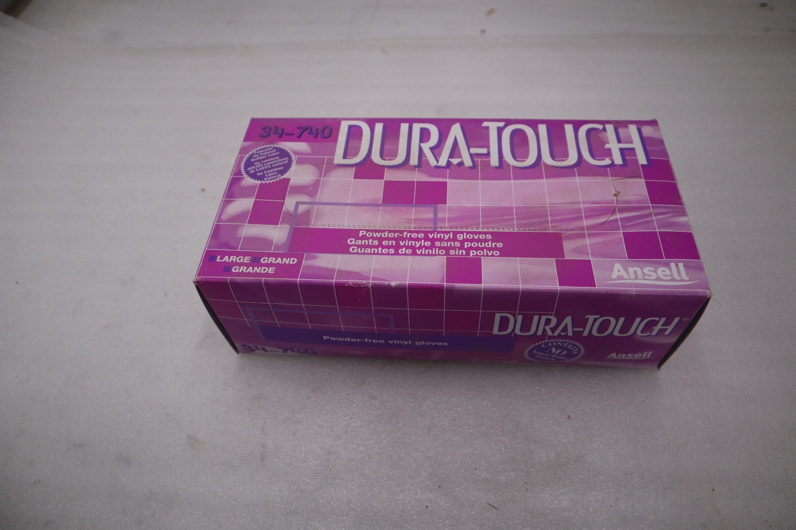 Ansell #34-740, Dura-Touch Disposable Gloves, Size L, LOT of 17