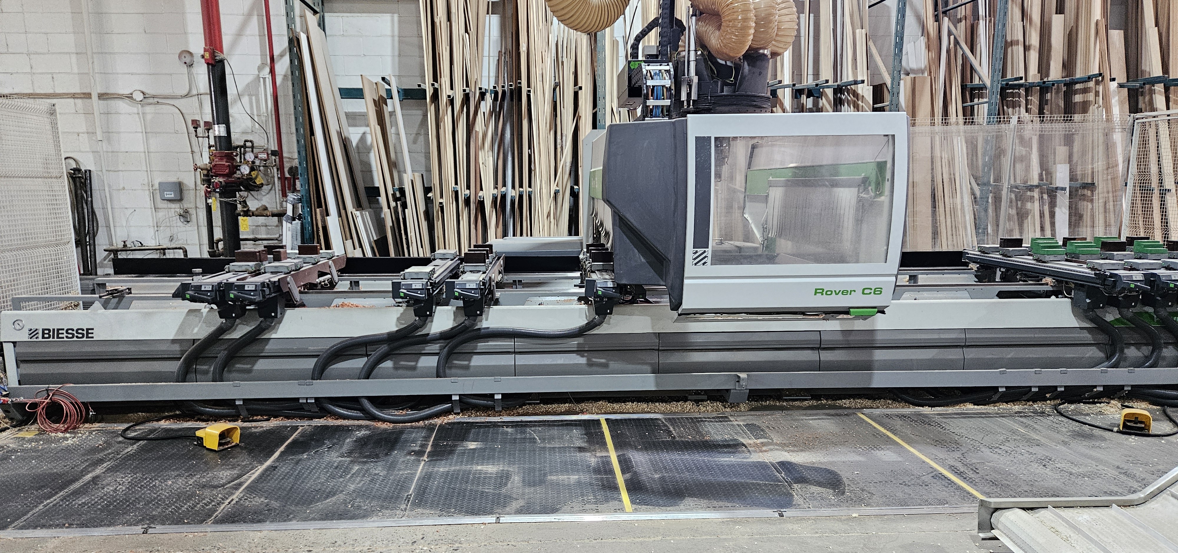 Biesse #Rover-C-6.65, 5-Axis Pod & Rail CNC Machining Center, 244" X, 60" Y, 10" Z, 20,000 RPM, 25 vertical