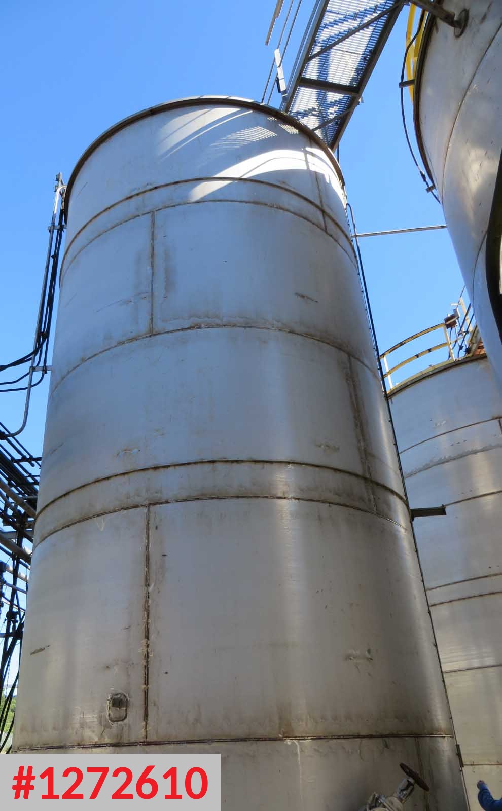 34000 galón acero inoxidable, atmosférico, 14' x 29' 6", vertical, 1.3 SG