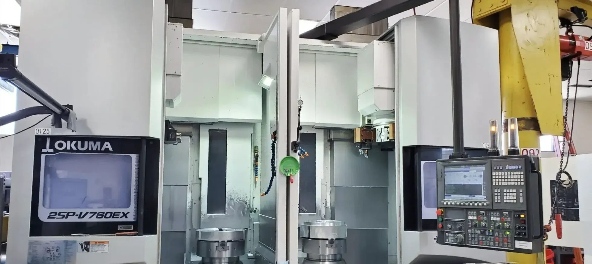 Okuma #2SP-V760EX, Twin Spindle CNC Vertical Turret Lathe, 15.35" X, 30.3" Z, 31.5" swing, 30.31" cutting