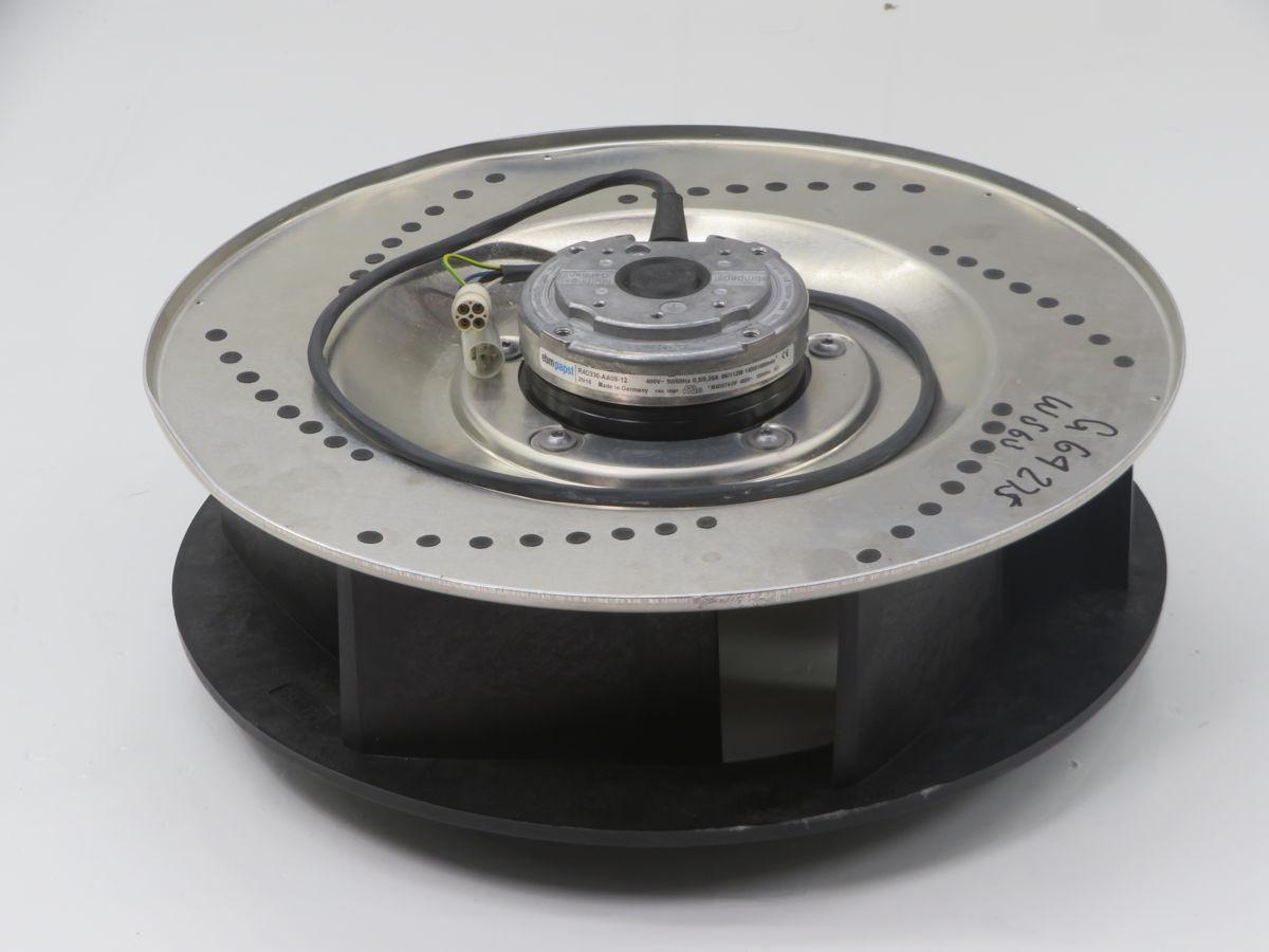 ebm-papst #R4D330-AA08-12, backward curved centrifugal fan, 330 mm impeller, 5150 m3/h, 500 Pa, 3 phase, 400