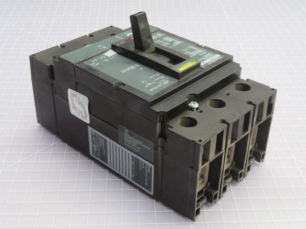 175 Amp, Schneider Electric #JD-250, PowerPact circuit breaker, thermal magnetic, 3 Pole, 600 Volts AC/250