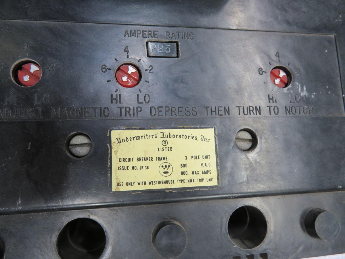 800 Amp, Westinghouse #MA3800F, molded case circuit breaker, MA frame, thermal-magnetic, 3 Pole, 18 KA at 600