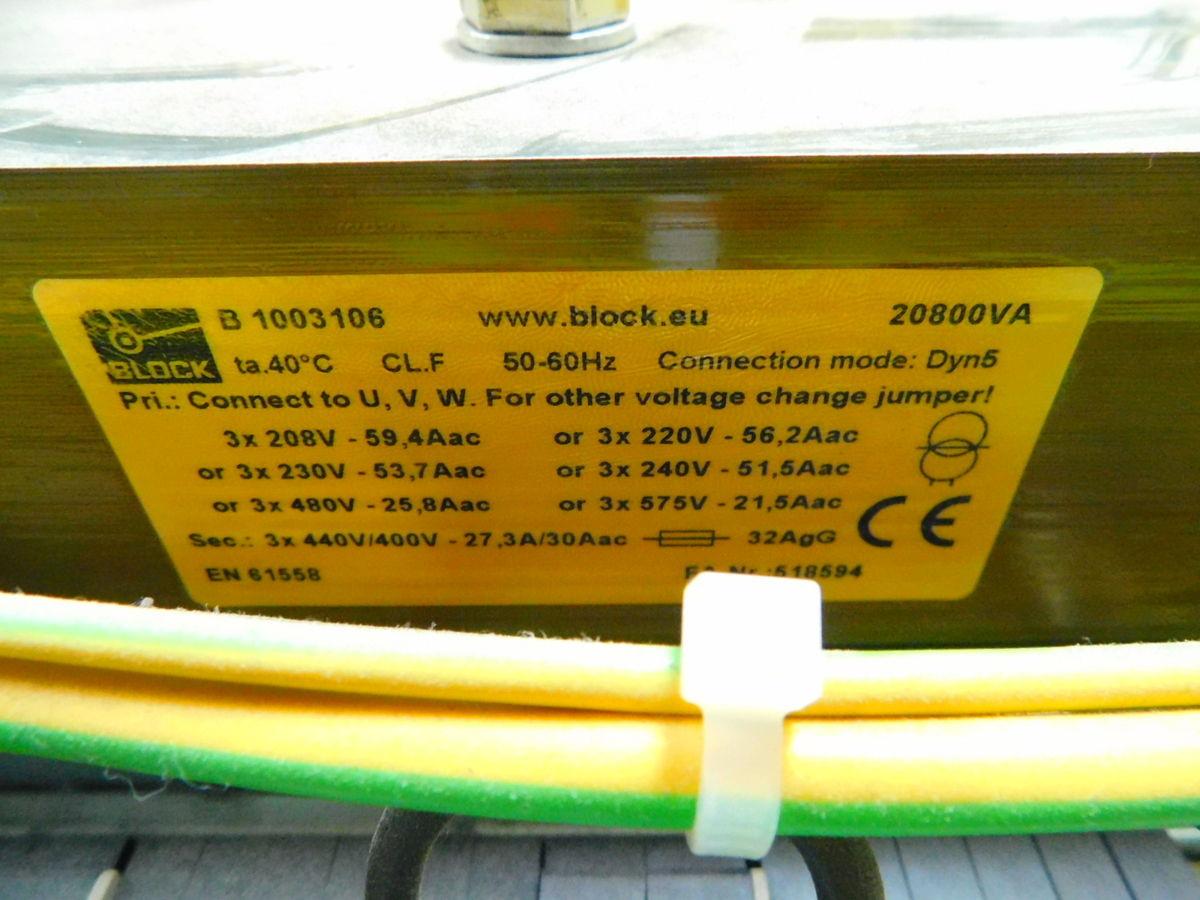 20 KVA 240/480 Primary, 440/400 Secondary, Votsch 566207, power transformer, 3 PH