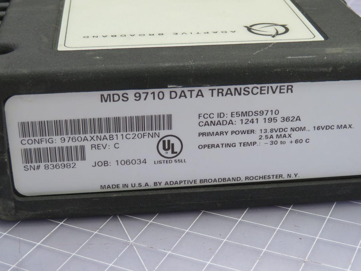 Adaptive Broadband #MDS-9710, digital radio data transceiver, 13.8 Volts DC