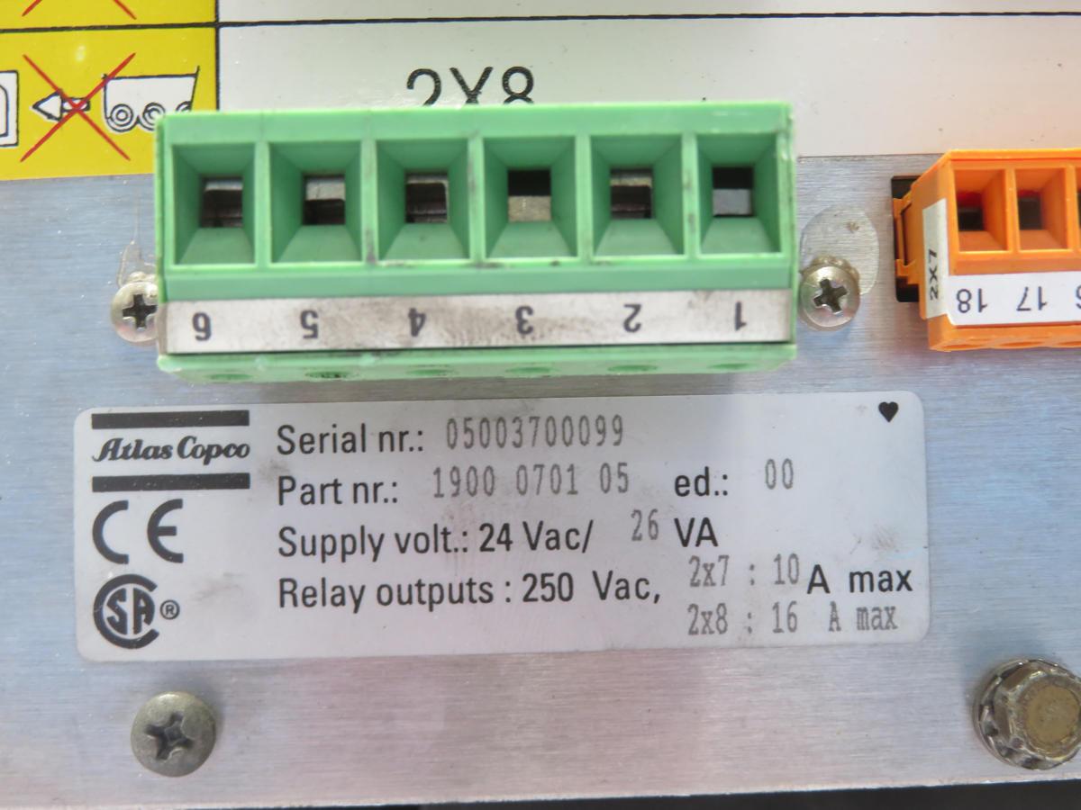 Atlas Copco #1900070105, control panel, 24 Volts AC