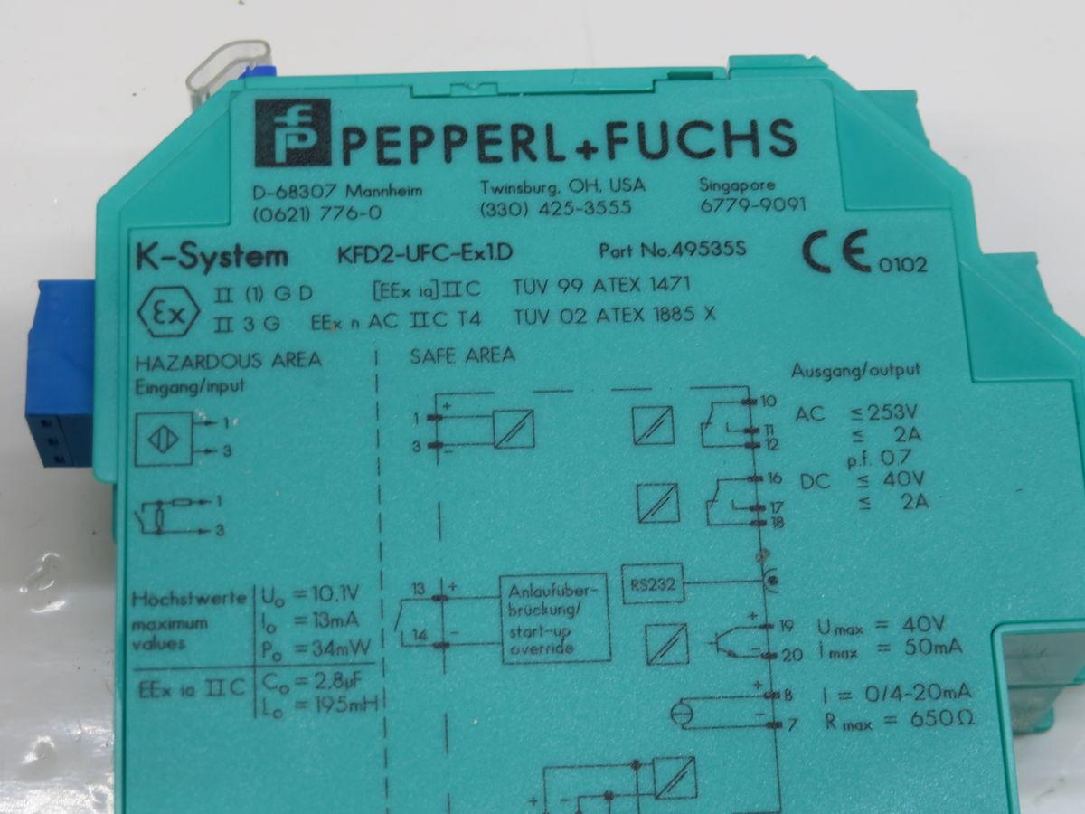 Pepperl & Fuchs #KFD2-UFC-EX1D, frequency converter w/ trip values, 1 channel isolated barrier, 20-30 Volts DC
