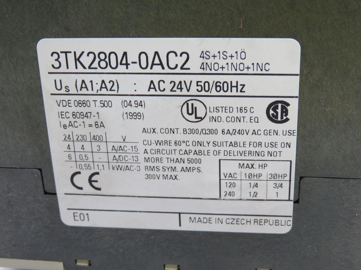 Siemens #3TK2804-0AC2, safety combination, 5 NO and 1 NC, 24 Volts AC, 50/60 Hz