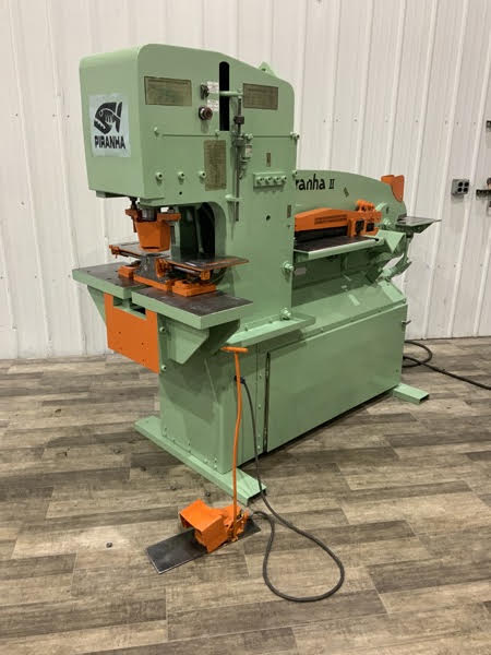 5" x 5" x 3/8" Piranha #PII-88, ironworker, 88 ton, 10" throat, 1-1/16" thru 1" punch, 3/4" x 8" plate shear