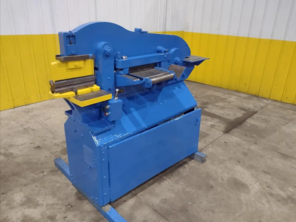 5" x 5" x 3/8" Piranha #P50, ironworker, 50 ton, 8" throat, 13/16" thru 3/4" punch, 3/4" x 10" plate shear