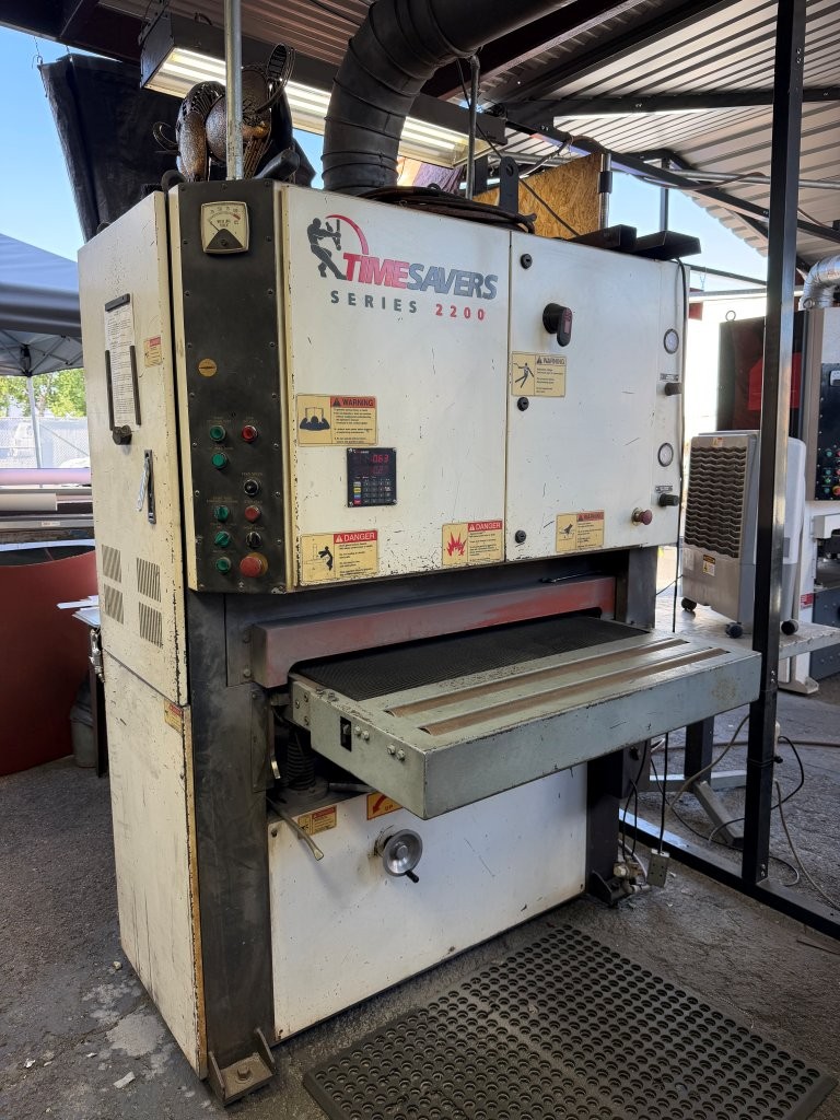 37" Timesavers #22121-23-0, Series 2200 belt sander/grinder, 37" x 75" belt, 0-5" thickness, 15-45 FPM, 20