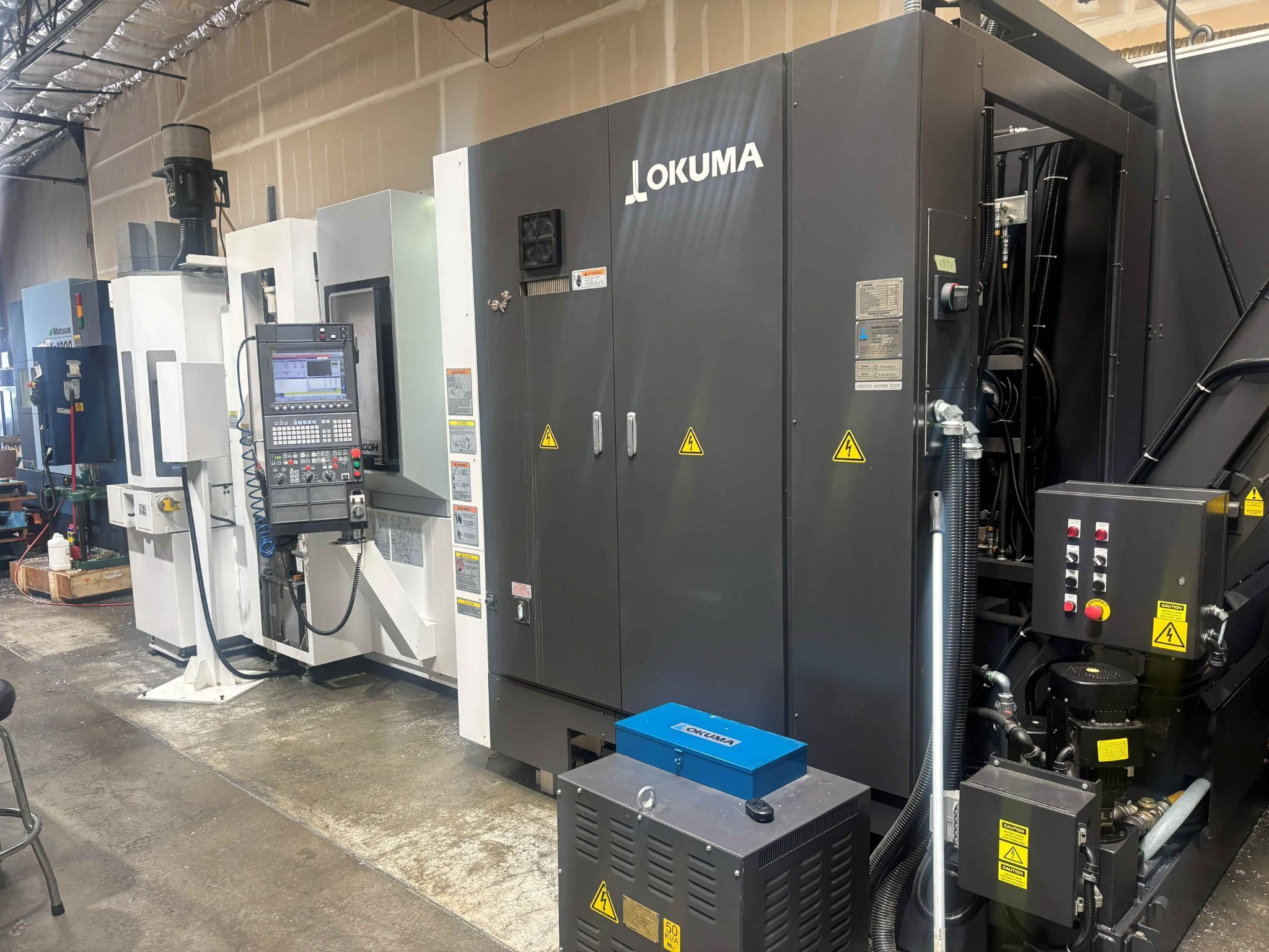 Okuma #MB-4000, CNC horizontal machining center, 147 automatic tool changer, 6 pallet, 22" X, 22" Y, 24.6" Z