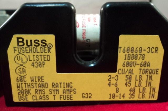 Bussmann #T60100-3C, T60060-3CRE fuse holders, LOT of 4